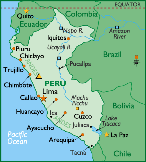 Peru Major stadte Map